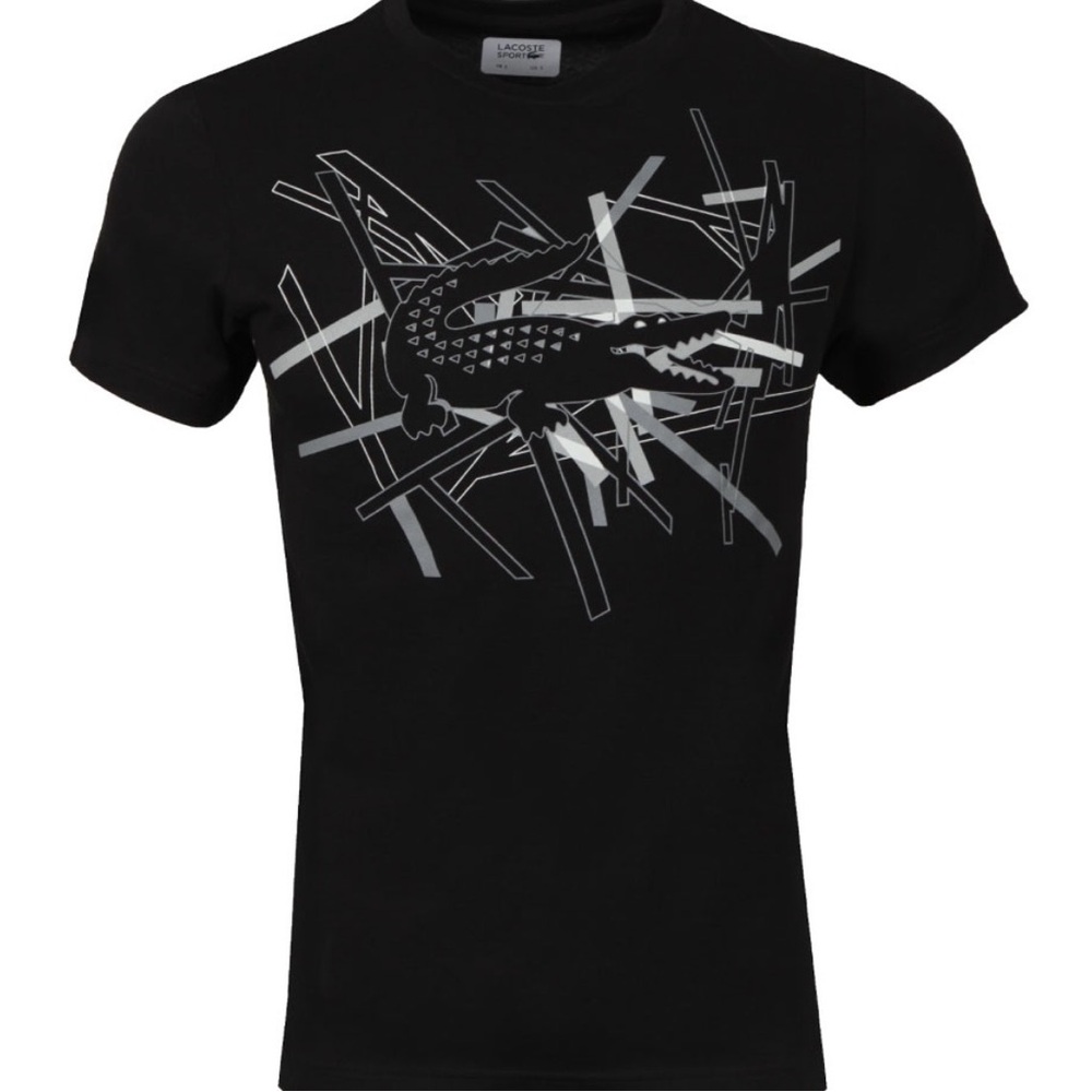 Lacoste Black and Gray Men's Tee